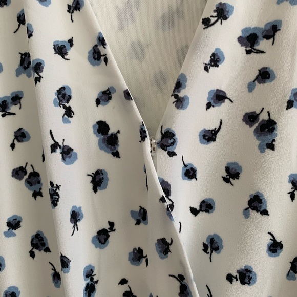 Floral Flutter Blue White Ditzy Flower Print High Low Tie Midi Dress Size 6 - Picture 5 of 5
